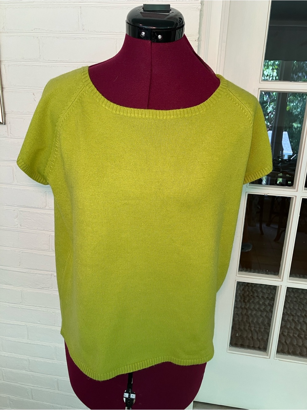 Fiorlini International | Short Sleeve Knit Top | Chartreuse | Cap Sleeve | XL